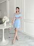 SIRINNN Mesh Off Shoulder Side Slit Mini Dresses